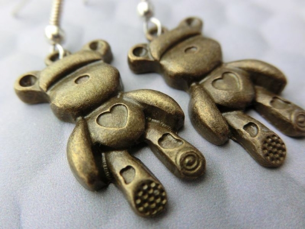 Teddy Ohrringe bronzefarbe Vintage Bär Kuscheltier